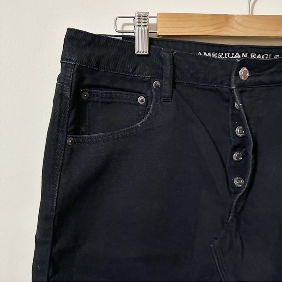 American Eagle Hi Rise Festival Mini Black Denim Skirt Size 12 Button Fly - Picture 3 of 10